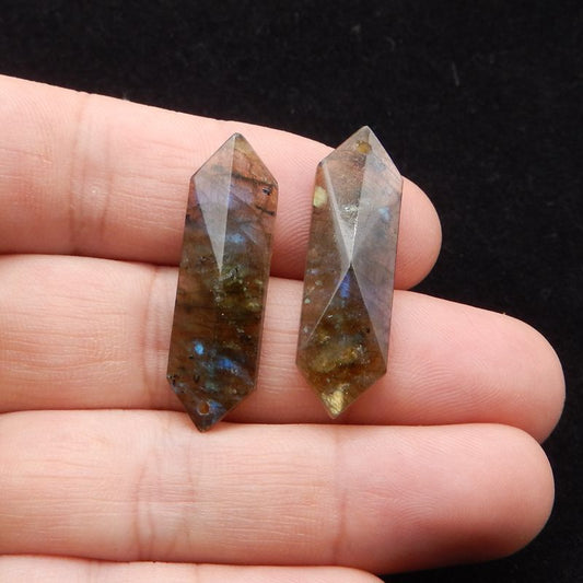 Natural Labradorite Earring Beads 35*10*5mm, 5.6g
