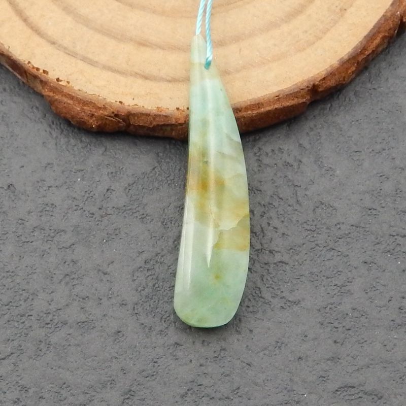 Perle pendentif chrysocolle, 36x8x5mm, 2.6g