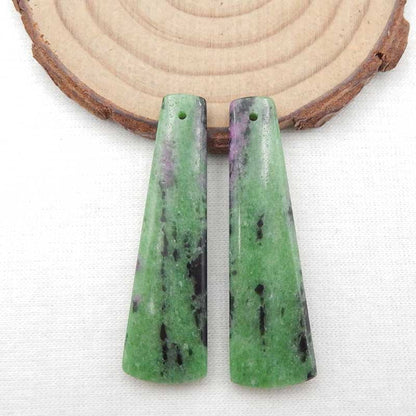Natural Ruby And Zoisite Earring Beads 43x13x5mm, 11.9g