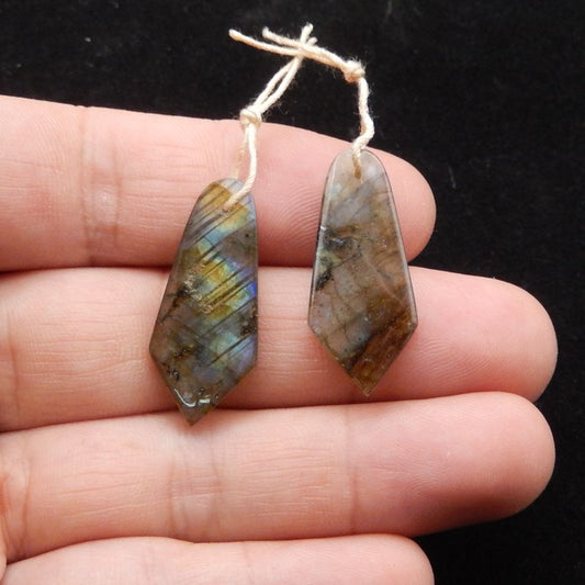 Natural Labradorite Earring Beads 30*13*4mm, 5.2g
