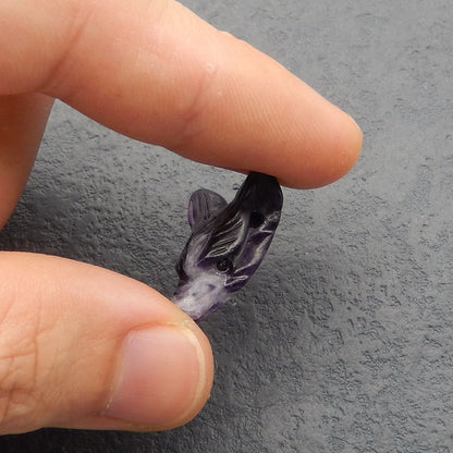 Natural Amethyst Carved wolf head Pendant Bead 23*17*9mm, 3.9g