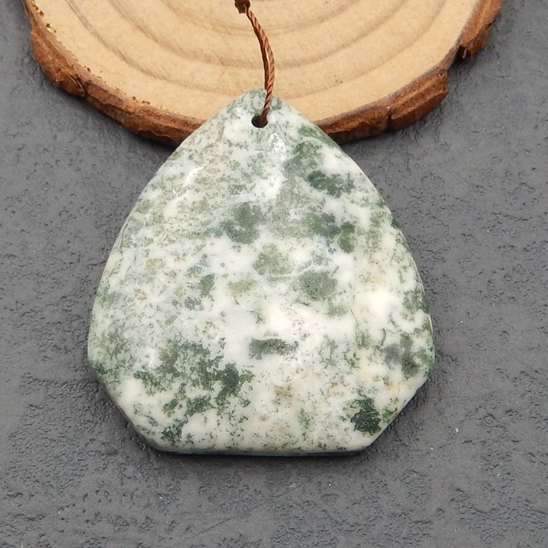 Natural Tree Agate Pendant Bead 45x40x7mm, 19.8g