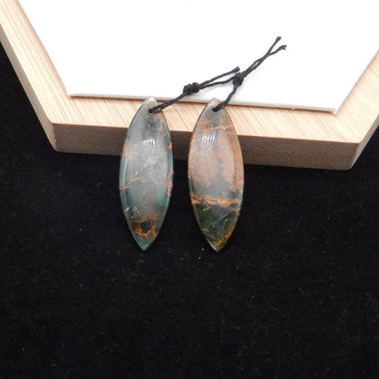 Natural Green Opal Earring Beads 43*12*4mm, 6.3g