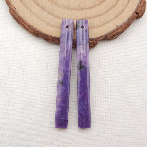 Paire de boucles d'oreilles longues Howlite, pierre pour la fabrication de boucles d'oreilles, 56x4mm, 5.6g