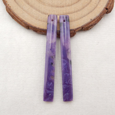 Paire de boucles d'oreilles longues Howlite, pierre pour la fabrication de boucles d'oreilles, 56x4mm, 5.6g