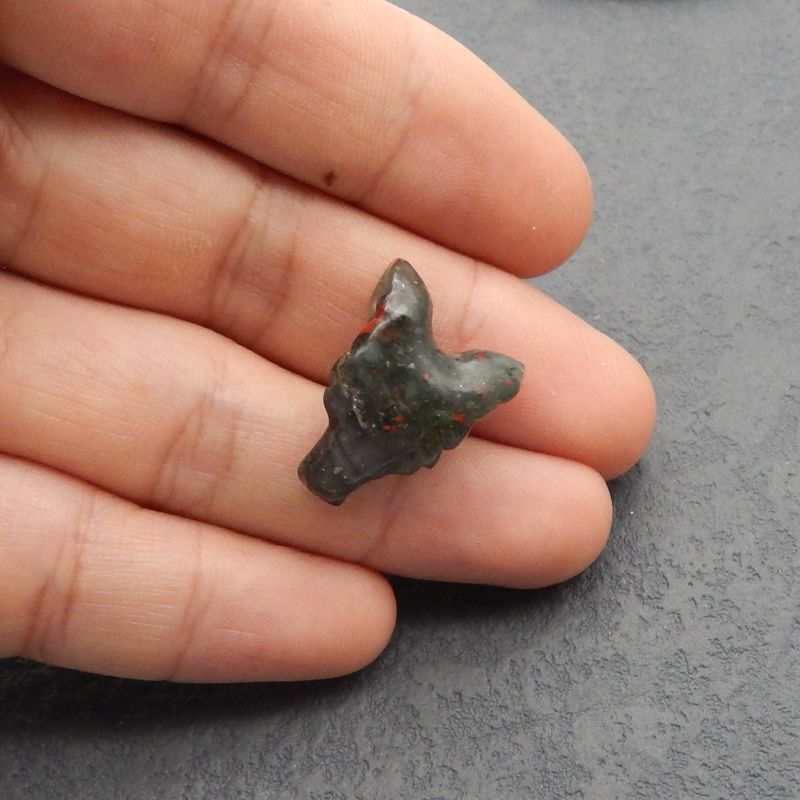 Natural African Blood Stone Carved wolf head Pendant Bead 23*17*10mm, 4.3g