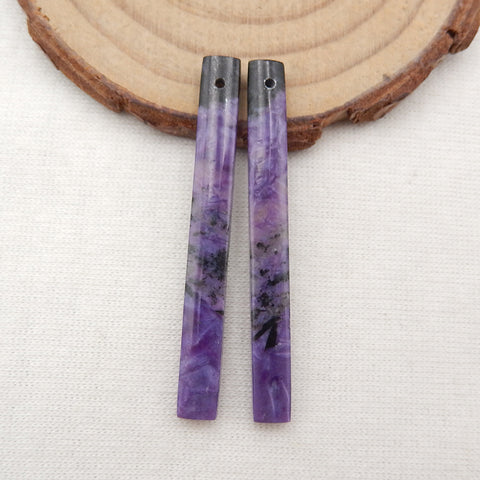 Paire de boucles d'oreilles longues Howlite, pierre pour la fabrication de boucles d'oreilles, 56x4mm, 5.6g