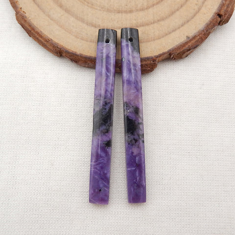 Paire de boucles d'oreilles longues Howlite, pierre pour la fabrication de boucles d'oreilles, 56x4mm, 5.6g