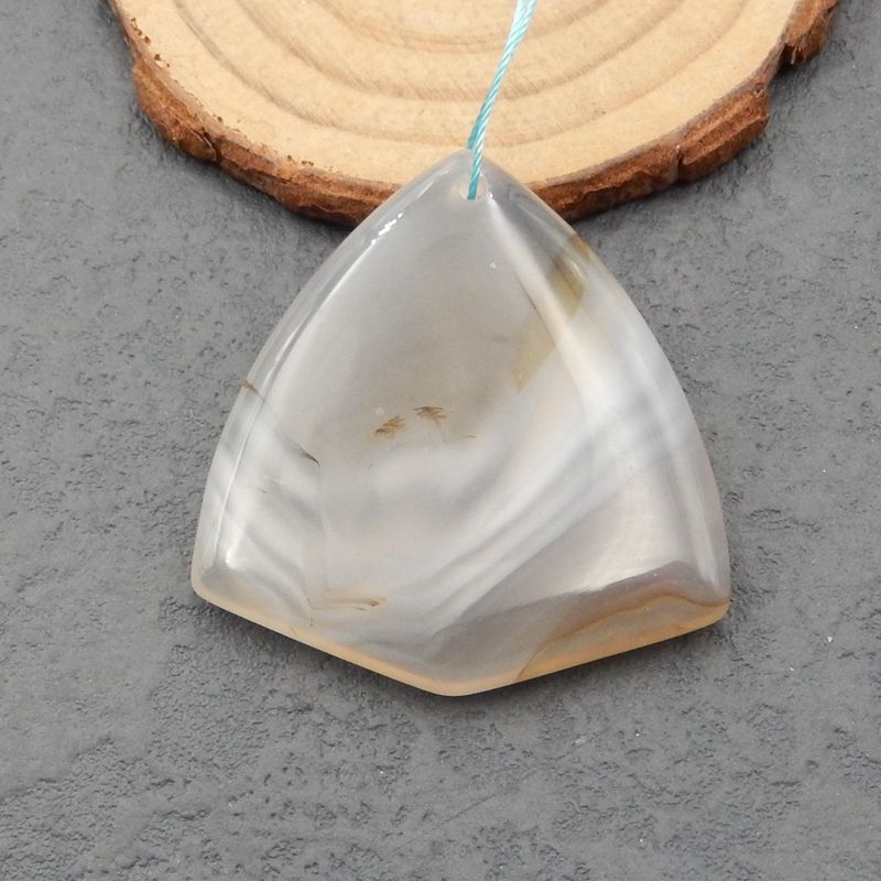 Natural Banded Agate Pendant Bead 44x40x7mm, 18.8g