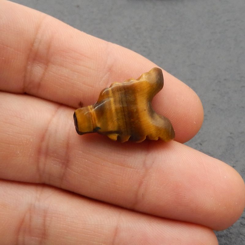 Natural Tiger's Eye Carved wolf head Pendant Bead 23*17*10mm, 4.2g