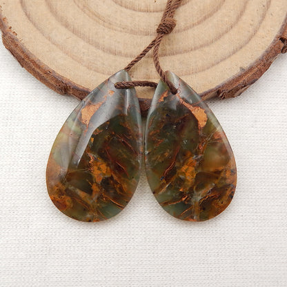 Natural Green Opal Earring Beads 30x17x5mm, 6.6g