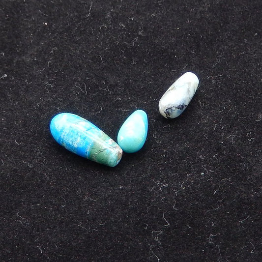 3 pcs Natural Blue Opal Pendant Beads 12*6*6mm, 18*8*8mm, 2.8g