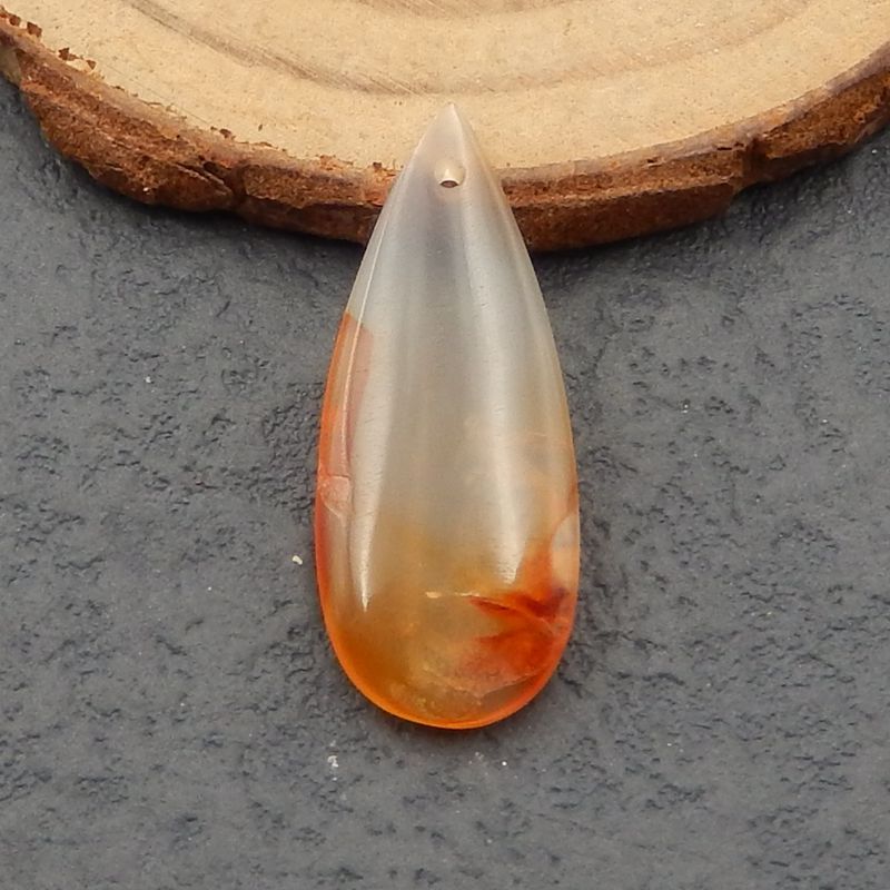Natural Red Agate Pendant Bead 28x11x4mm, 2.0g