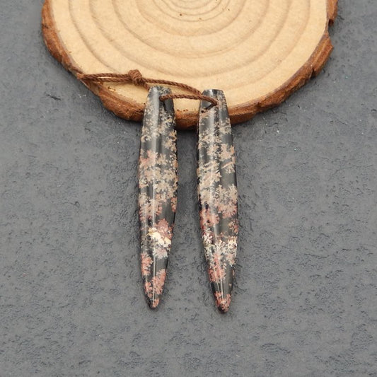 Natural Snow Flake Obsidian Earring Beads 47x8x4mm, 4.4g