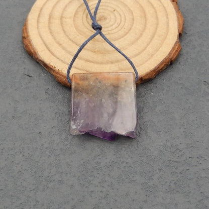 Perle pendentif percée en améthyste naturelle, 25 x 23 x 3 mm, 7,8 g