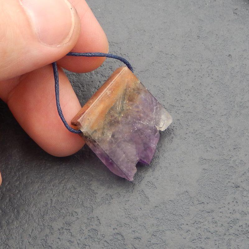 天然紫水晶钻宝石吊坠珠，25x23x3mm，7.8g