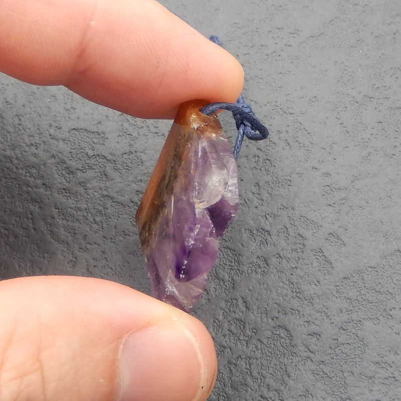 Natural Amethyst Pendant Bead 25x23x3mm, 7.8g