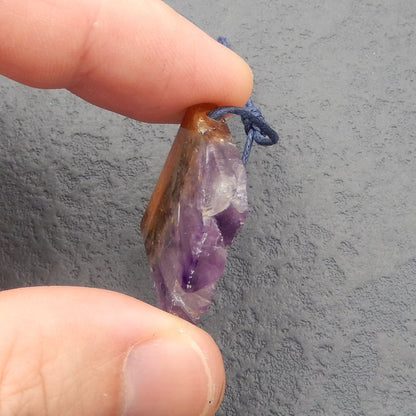 天然紫水晶钻宝石吊坠珠，25x23x3mm，7.8g