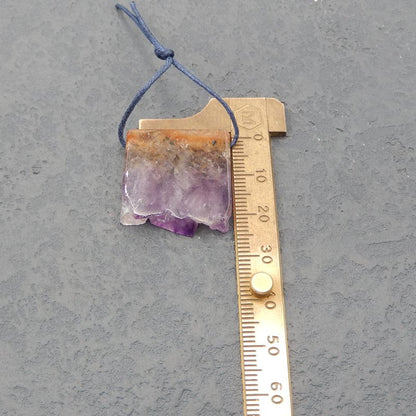 Perle pendentif percée en améthyste naturelle, 25 x 23 x 3 mm, 7,8 g