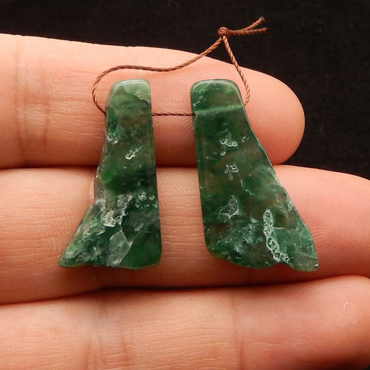 Natural Green Chalcedony Earring Beads 28*25*4mm, 5.4g