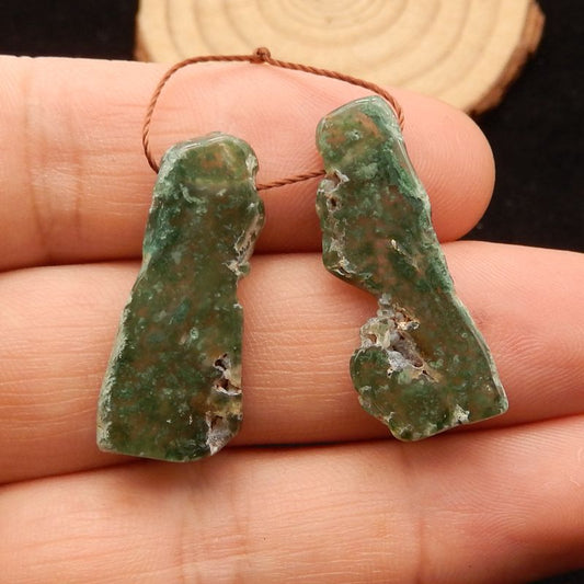 Natural Green Chalcedony Earring Beads 31*13*4mm, 5.6g