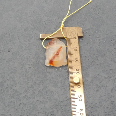 Natural Red Agate Carved Buddha Pendant Bead 25x17x7mm