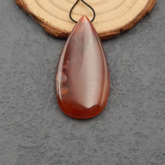 Natural Red Agate Pendant Bead 44x22x4mm, 7.1g