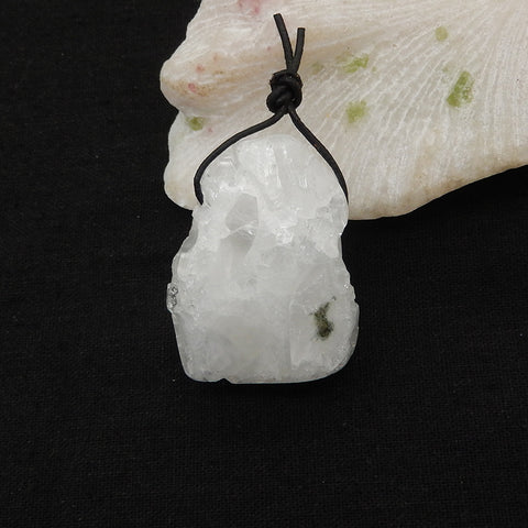 Natural Druzy Quartz Pendant Bead 47x36x29mm, 54.2g