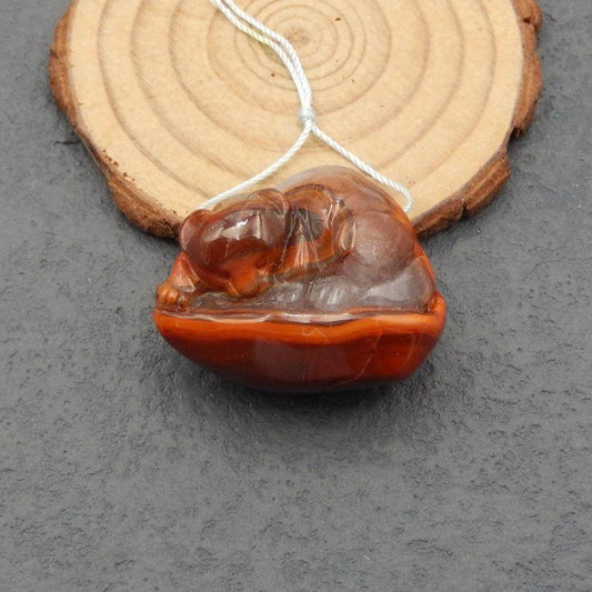 Natural Red Agate Carved bear Pendant Bead 37x29x16mm, 22.5g - Gomggsale