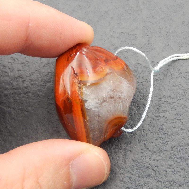 Natural Red Agate Carved bear Pendant Bead 37x29x16mm, 22.5g