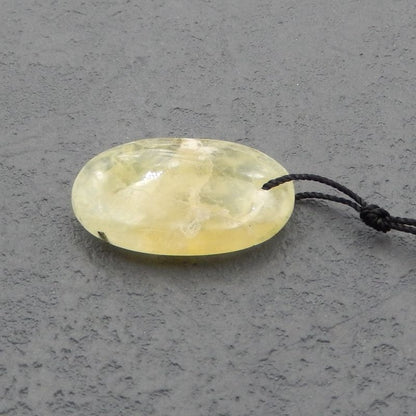 Perle pendentif en pierre précieuse de préhnite naturelle, 29x18x6mm, 5.7g