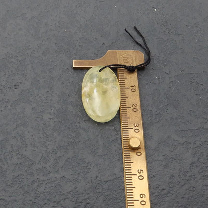 Perle pendentif en pierre précieuse de préhnite naturelle, 29x18x6mm, 5.7g