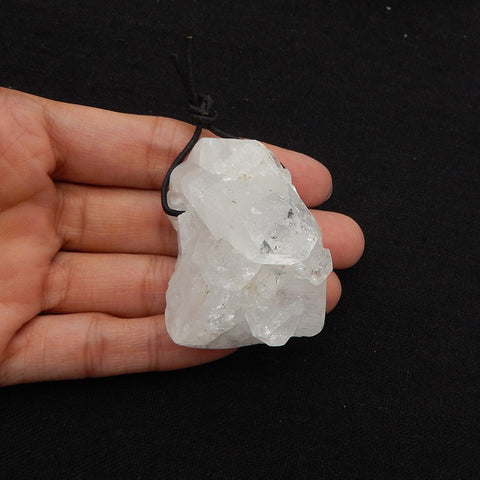 Natural Druzy Quartz Pendant Bead 47x36x29mm, 54.2g