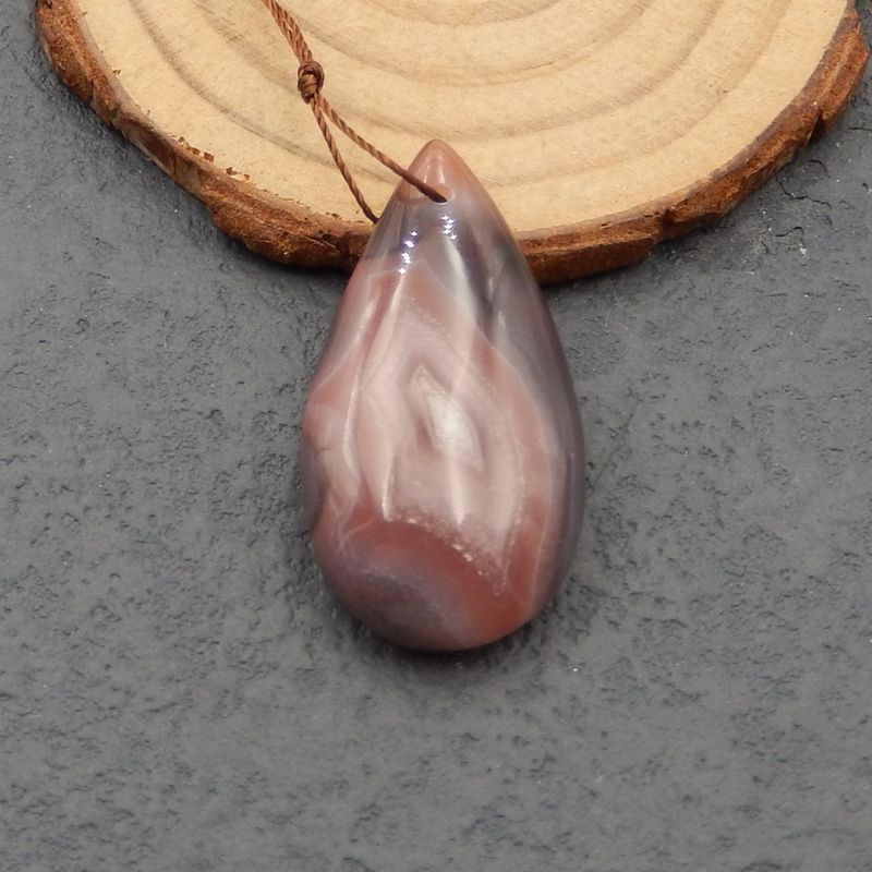 Natural Lace Agate Pendant Bead 38x19x9mm, 8.3g