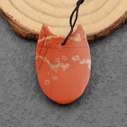 Perle pendentif en pierres précieuses de rivière rouge sculptée, 30x20x3 mm, 4,7 g