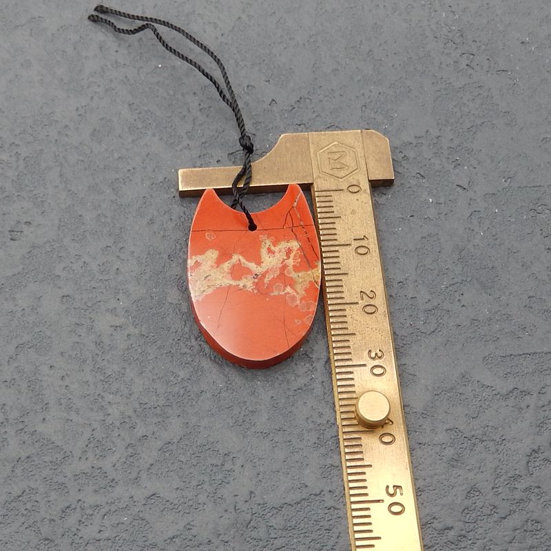 Perle pendentif en pierres précieuses de rivière rouge sculptée, 30x20x3 mm, 4,7 g