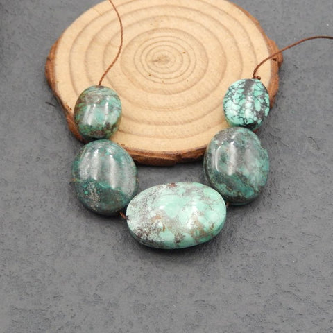 5 PCS Natural Turquoise Pendant Beads 26x19x10mm, 15x13x7mm, 24.1g