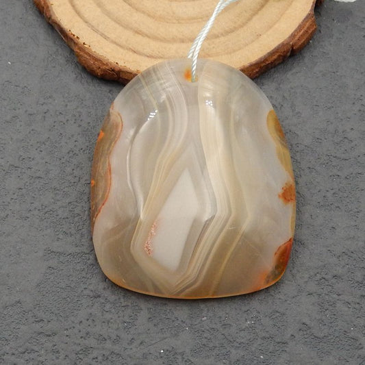 Natural Banded Agate Pendant Bead 50x40x9mm, 30.7g