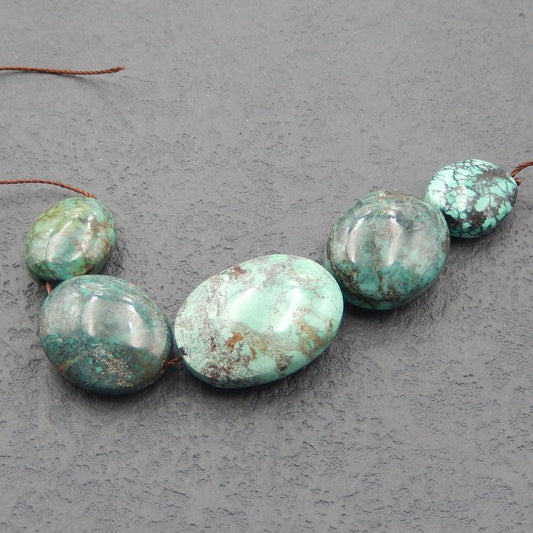 5 pcs Natural Turquoise Pendant Beads 26x19x10mm, 15x13x7mm, 24.1g
