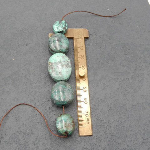 5 PCS Natural Turquoise Pendant Beads 26x19x10mm, 15x13x7mm, 24.1g