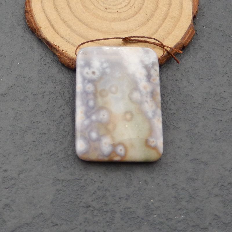 Perle pendentif en pierres précieuses de jaspe océanique naturel, 39x29x7 mm, 17,8 g