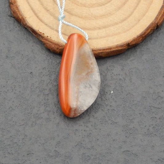 Natural Warring State Red Agate Pendant Bead 33x16x6mm
