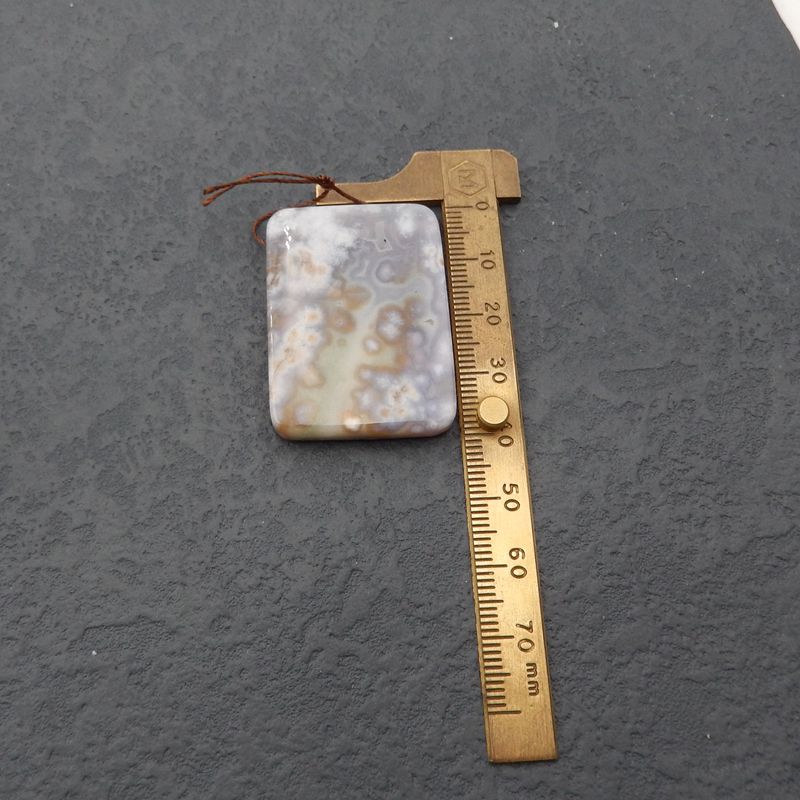Perle pendentif en pierres précieuses de jaspe océanique naturel, 39x29x7 mm, 17,8 g