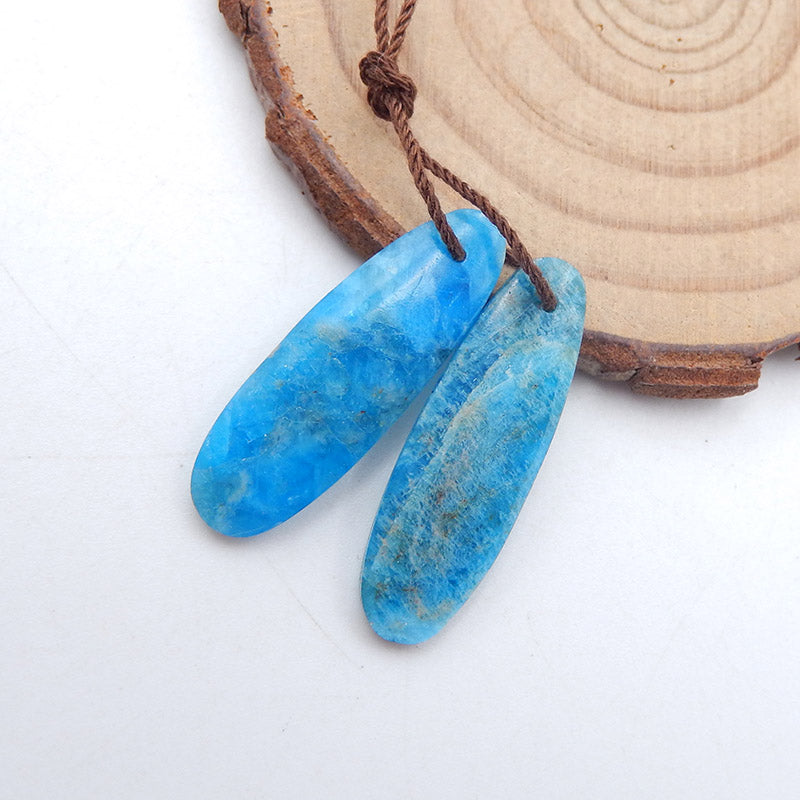 Natural Blue Apatite Crystal Earring Beads 30*9*4mm, 5.2g