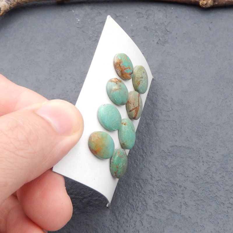 8 pcs Natural Turquoise Cabochons 15*12*4mm, 12*8*4mm, 8.7g