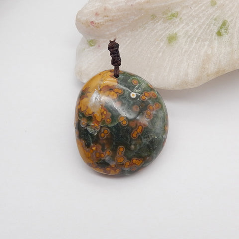 Natural Ocean Jasper Pendant Bead 43x39x15mm, 45.4g