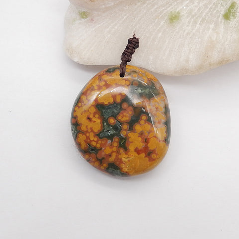 Natural Ocean Jasper Pendant Bead 43x39x15mm, 45.4g