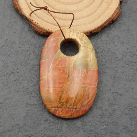 Natural Red Creek Jasper Pendant Bead 50x31x7mm, 16.2g