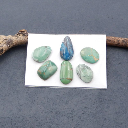 6 pcs Natural Turquoise Cabochons 16*12*3mm, 21*11*4mm, 8g