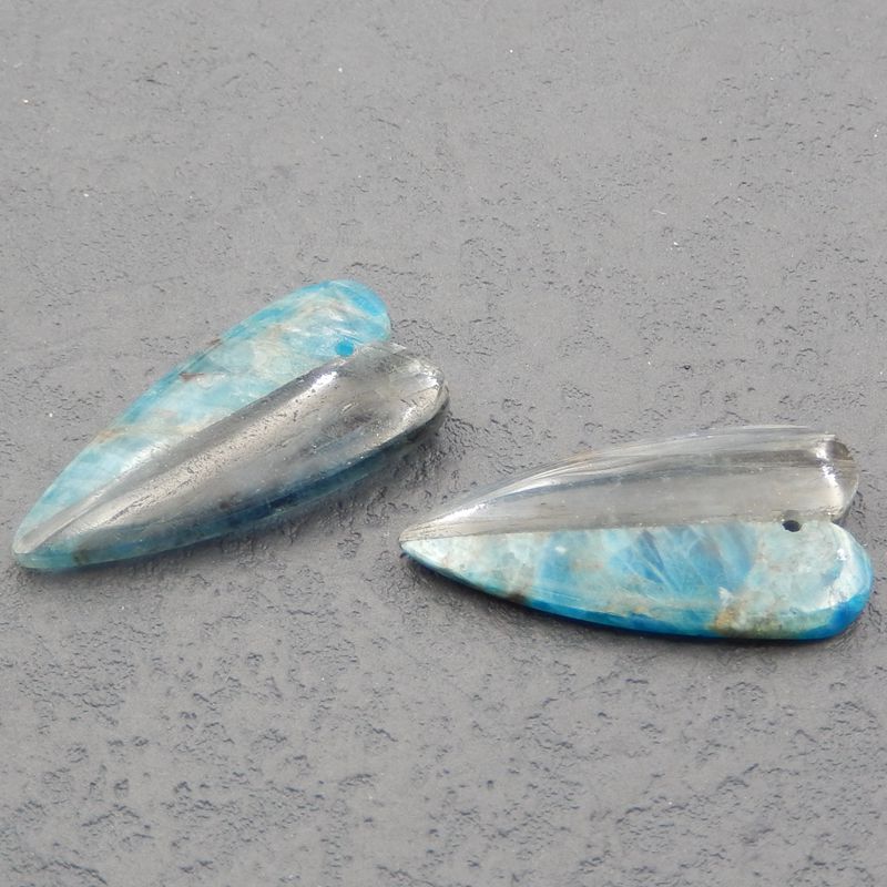 Intarsia of Labradorite and Apatite Earring Beads 32*16*5mm, 10.5g